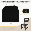 downluxe Indoor Chair Cushions for Dining Chairs, Soft and Comfortable Textured Foam Kitchen Chair Pads with Ties and Non-Slip Backing, 16" x 16" x 2", Black, 4 Pack by CozyNest Decor