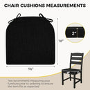 downluxe Indoor Chair Cushions for Dining Chairs, Soft and Comfortable Textured Foam Kitchen Chair Pads with Ties and Non-Slip Backing, 16" x 16" x 2", Black, 6 Pack by CozyNest Decor