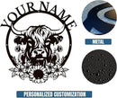 Personalized Highland Cow Name metal Signs,Custom Highland Cow Metal Shed Wall Decor,Black Metal Wall Art Plaques Outdoor wall Decorative Signage (Style H) by CozyNest Decor