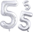 GOER Silver Foil Balloons Number 5,Huge Number Balloons for 5th 55th Birthday Party Supplies Anniversary Decorations(3 pcs,42 inch,32 inc,16inch) by TinyTreasures Baby Boutique