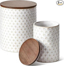 LE TAUCI Food Storage Containers with Airtight Lids, 78/25 oz Ceramic Sugar Canisters Sets, Embossed Large Jars for Pasta, Oats, Coffee Bean, Cookies, Rice, Grains, Tea - Set of 2, Clover by CozyNest Decor
