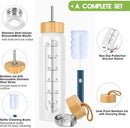 32 oz Glass Water Bottle with Straw - Motivational Time Marker & Silicone Sleeve - Reusable Tumbler Includes 2 Bamboo Lids & Fruit Infuser - 1 Pack by CozyNest Decor