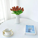Mandy's Artificial Tulips 20 Stems Burnt Orange PU Faux Flowers for Wedding Home Decor 13.5 Inch by CozyNest Decor