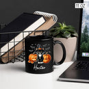 Custom Tuxedo Halloween Coffee Mugs with Name, Personalized Tuxedo with Pumpkins Ceramic Cups, Cat Wearing Witch Hat Black Mug, Cat Halloween Cup 11oz 15oz, Gift for Men Women Pet Lover by TinyTreasures Baby Boutique