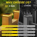 T-SUN Solar Post Cap Lights for 4x4/5x5/6x6 Posts (Wooden/Vinyl) | Waterproof Outdoor Solar Post Lights with Dual-Color Modes | Fence, Deck, Porch & Garden Lighting (6-Pack, Black) by GreenHaven Gardens