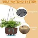 2 Packs Hanging Planters Basket for Outdoor Plants, Solar Powered Self Watering Copper Round Plastic Flower Pots with Drainer for Balcony Patio Garden Outdoor Decoration