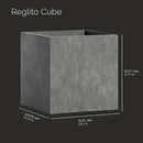 Reglito Cube Planter – Fiberglass Indoor/Outdoor and Weather-Resistant Large Planter (Grey Stone, 31.5" L x 31.5" W x 32.1" H) by GreenHaven Gardens