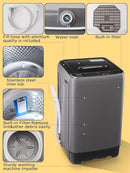 17.7 lbs Full-Automatic Washing Machine with LED Display, Portable Compact Laundry Washer with Drain Pump, 10 Wash Programs 8 Water Levels, Grey by CozyNest Decor
