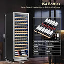 Tylza Upgraded 154 Bottles Wine Cooler Refrigerator, 24 Inch Tall Wine Fridge Built-in or Freestanding with Professional Compressor, Low Noise Fast Cooling and Intelligent Temperature Memory by CozyNest Decor