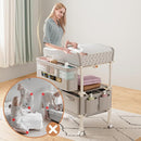 Baby Changing Table, Versatile Folding Changing Table with 2 Drawers, Portable Baby Diaper Changing Station with Toy Holder, Adjustable Height Mobile Nursery Diaper for Infant and Newborn by TinyTreasures Baby Boutique