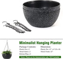 13 inch Large Hanging Planters Plant Pots for Outdoor Indoor Plants with Drainage Holes and Chain, 2 Pack Round Hanging Flower Pots for Garden Home Porch Decor, Speckled Black by CozyNest Decor