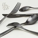over&back 20pc Curved Flatware Cutlery Set - Comes with 4 Dinner Forks, 4 Salad Forks, 4 Dinner Knives, 4 Dinner Spoons, and 4 Teaspoons - 18/8 Stainless Steel - Dishwasher-Safe - Matte Black by CozyNest Decor