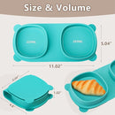 Silicone Foldable Novelty Dinner Plates,Suction Plates for Baby Travel Essential with Forks and Spoons,Microwave & Dishwasher Safe,Aqua by TinyTreasures Baby Boutique