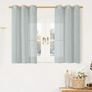 LAMIT Greyish Blue Linen Curtains 45 Inches Long for Bedroom, Light Filtering Panels Bronze Grommet Neutral Drapes for Kitchen/Window/Loft Room, 34 x 45 Inch, 2 Panels by CozyNest Decor