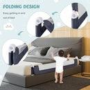 BABY JOY Double Sided Bed Rail Guard, 2 Pack, Extra Long, Swing Down for Convertible Crib, Folding Baby Safety Bedrail for Kids Twin Full Size Queen King Mattress, Rails for Toddlers (Dark Blue, 60") by TinyTreasures Baby Boutique