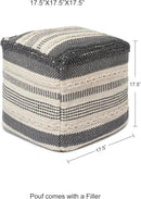 REDEARTH · Tufted Pouf Ottoman with Filler Textured Storage Cube Bean Bag Pouffe Footrest for Living Room, Bedroom, Nursery, Kidsroom; 100% Cotton (17.5"X17.5"X17.5", Precis Descant Gray) by CozyNest Decor