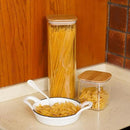 Glass Pasta Storage Jars Square 73oz, 3 Pack Glass Jars With Bamboo Lids, Tall Kitchen Storage Containers For Pasta, Storage For Pantry Organizers by CozyNest Decor
