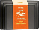 SMIRLY Plastic Cutting Board Set 3 Pieces, Non-Slip Dishwasher Safe Chopping Boards for Kitchen, Dark Grey by CozyNest Decor