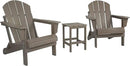 WO Home Furniture Adirondack Chairs Table Set of 3 PCS Outdoor Folding Chairs Side End Table Weather/UV Resistant for Lawn, Garden, Bon Fire, Balcony (Weathered Wood)