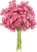 Floroom Ranunculus Artificial Flowers 18 Pcs Fuchsia Faux Silk Mini Ranunculus Bulk Fake Wedding Filler Flowers for DIY Hot Pink Bouquets, Centerpieces, Bridal Shower Decorations & Arrangements by CozyNest Decor
