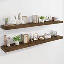 Marsmiles 72" Floating Shelves for Wall, Wooden Shelves with Invisible Brackets Set of 2, Rustic Farmhouse Wall Mounted Shelf for Kitchen Bathroom Living Room Study, Walnut by CozyNest Decor
