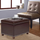 Leather Storage Ottoman Bench Foot Rest Stool with Nailhead Trim (Dark Brown - Button Tufted Leather) by CozyNest Decor