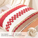 Boho Throw Pillow Covers 18x18 Set of 2 Christmas Decorative Cushion Case Striped Square Pillows Cover Chenille Pillow Cases Accent Neutral Pillowcase for Sofa Couch Bed,Red by CozyNest Decor