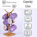 Coffee Mugs Set of 6, 12oz Ceramic Coffee Mugs with Handle, Matte Porcelain Purple Coffee Mug for Latte, Tea, Cocoa, Cappuccino, Cups for Women Men for Home Restaurant Mug (Purple) by CozyNest Decor