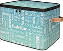Custom Storage Basket with Name, Personalized Storage Bins with Zipper Lid, Foldable Fabric Storage Box Large capacity with Handle Grey Blue Green by TinyTreasures Baby Boutique