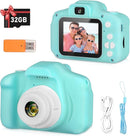 Kids Camera, HD Digital Video Camera, Childrens Toys for 3 4 5 6 7 8 9 Year Old Boys/Girls, Selfie Camera for Kids, Christmas Birthday Gifts with 32GB SD Card (Green) by TinyTreasures Baby Boutique