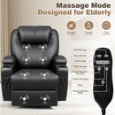 Recliner Chair, 360° Swivel Rocker Chair for Adults, Rocking Recliner Chair with Massage, Comfy Single Sofa with Side Pockets Cup Holders for Living Room, Bedroom, Nursery (Leather, Black) by TinyTreasures Baby Boutique
