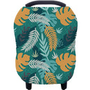 Carseat Cover Boy and Girls - Multi-use Nursing Car Seat Canopy Cover for Breastfeeding, Infant Stroller Cover, High Chair Cover (Green Leaves) by TinyTreasures Baby Boutique