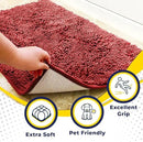 Muddy Mat® 4-Piece Red Medium 30"X19" AS-SEEN-ON-TV Highly Absorbent Microfiber Door Mat, Bath Mat and Pet Rug, Non Slip Thick Washable, Soft Chenille for Kitchen Bathroom Bedroom Indoor and Outdoor by CozyNest Decor