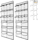 2 Pack Extra Large Hanging Crystal Clear Over Door Shoe Organizers, Closet Shoe Rack Organizer, 12+6 Pockets, 8 Hooks, White (59" x 21.6") by CozyNest Decor