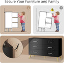 Shintenchi 6 Drawer Dresser, Wide Chest of Drawers Organizer Storage with Drawers, Large Storage Cabinet, Modern Design Dresser for Bedroom, Living Room, Porch, Black by TinyTreasures Baby Boutique