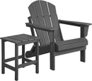 WO Home Furniture Adirondack Chair Table Set of 2 PCS Outdoor Folding Chair w Side Table Weather/UV Resistant for Lawn, Garden, Bon Fire, Balcony (Grey) by GreenHaven Gardens