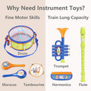 iPlay, iLearn Toddler Musical Instruments Toys, Kids Drum Set, Baby Trumpet, Percussion, Harmonica, Maraca, Flute, Tambourine, Birthday Gifts for 18 Months Olds Ages 2 3 4 5 Years Boys Girls Children by TinyTreasures Baby Boutique