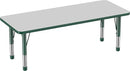 Factory Direct Partners FDP Rectangle Activity School and Classroom Kids Table (24 x 60 inch), Chunky Toddler Legs, Adjustable Height 15-24 inches - Gray Top and Green Edge by CozyNest Decor