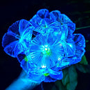 Solar Petunia Blue Morning Glory Flowers and Solar Hawaiian Frangipani Flower String Lights Tropical Flowers by GreenHaven Gardens