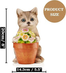 Muldale Cat Solar Light - Cat Garden Statue Outdoor - Solar Powered Cat Garden Decor for Outside - Hand Painted Floral Plant Pot Light Up Cat by GreenHaven Gardens