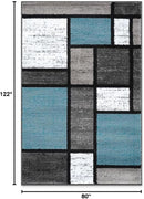 Rugshop Contemporary Modern Boxes for Home Office,Living Room,Bedroom,Kitchen Non Shedding Area Rug 2'7" x 4' Blue by TinyTreasures Baby Boutique