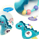 Baby Musical Activity Soft Toys with Sound & Light, Sensory Toys for Infant Developmental with Teether, Rattle and Textures, Soft Plush Toy for Newborn Gift 6 to 12 Months (Blue Dinosaur) by TinyTreasures Baby Boutique