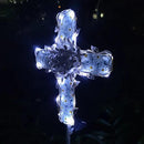 38Inch Solar Cross Garden Lights Outdoor Decorative - Solar Metal&Glass Cross White Hydrangea Flower Stake Lights- Waterproof 20 Warm White LED for Remembrance Gifts & Sympathy Gifts. by GreenHaven Gardens