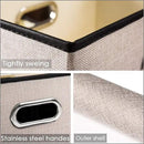 PRANDOM Foldable Storage Bin with Lid [1-Pack] Linen Fabric Decorative Storage Box Organizer Container Basket Cube with Handles Divider for Closet Office Living Room Light Grey(14.9x9.8x9.8) by CozyNest Decor