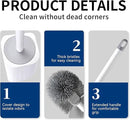 Toilet Brush & Holder Set, Lightweight Plastic Handle, Space Saving for Storage, Deep Cleaning, Drip-Proof, Easy to Assemble, Nylon Bristles, White & Grey by CozyNest Decor