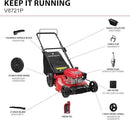 PowerSmart 21-inch Gas Push Lawn Mower, 144cc 4-Stroke Engine with Easy Adjustable Cutting Height, High Wheels, 2-in-1 with Mulch, Bag by GreenHaven Gardens