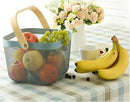 Metal Mesh Steel Basket, Storage Organizer Basket Multi-functional Hanging Kitchen Baskets Fruit Basket Bin with Bamboo Handle for Kitchen Bathroom Picnic Shopping Decor Cabinet Home, Blue by GreenHaven Gardens