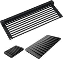 Kraus Roll Up Dish Drying Rack with Self-Draining Silicone Dish Drying Mat and Silicone Soap Dish Holder in Black, KDM-KRM-10BL by CozyNest Decor