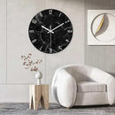 Oversized Decorative Clocks Battery Operated 24 Inch Marble Black Wall Clock for Office Round Non Ticking Wall Clock Silent by CozyNest Decor