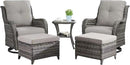Outdoor Wicker Patio Furniture Set - 5 Pieces Rattan Patio Conversation Set with 2 Rocking Swivel Chairs,2 Ottomans and 1 Side Table for Porch Deck Backyard Garden(Mixed Grey/Grey) by GreenHaven Gardens